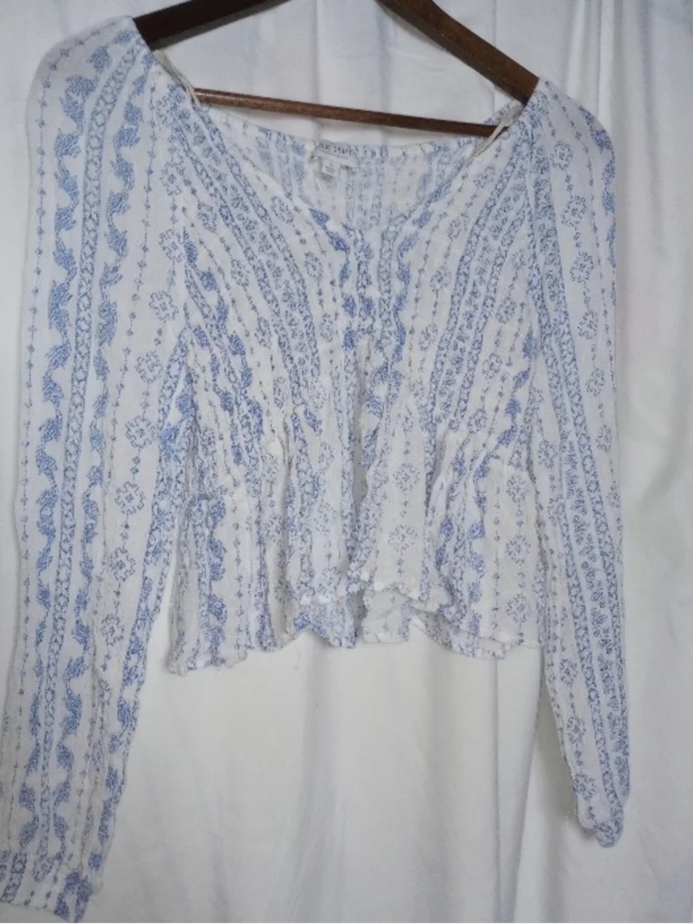 True Craft M Blue & White Boho Shirt